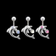 Dolphin w/heart Dangle Navel Rings <B>($0.82 Each)</b>