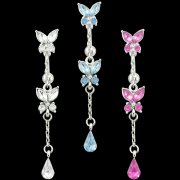 Reverse Butterfly w/ Teardrop Dangling Navel Rings <B>($0.99 Each)</b>