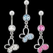 CZ Jeweled Butterfly w/ Open Wing Navel Rings <B>($1.65 Each)</b>