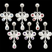 Butterfly w/ Teardrop Dangle Navel Rings <B>($0.82 Each)</b>