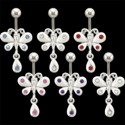 Butterfly w/ Teardrop Dangle Navel Rings <B>($0.82 Each)</b>