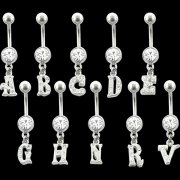 CZ Jeweled Initials Navel Rings <B>($0.99 Each)</b>