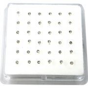 Sterling Silver CLEAR Gem Settings Nose Studs w/ Display <b>($0.15 Each)</b>