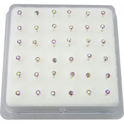 Sterling Silver Topaz AB Gem Bonding Nose Studs w/ Display <b>($0.17 Each)</b>