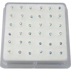 Sterling Silver Emerald AB Gem Bonding Nose Studs w/ Display <b>($0.17 Each)</b>