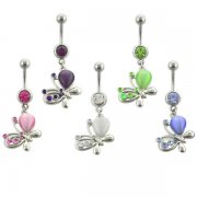 Butterfly w/ Cat-Eye Stone Belly Rings <B>($0.99 Each)</b>