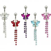 Gem Filled Tailing Butterfly Navel Ring <B>($0.99 Each)</B>
