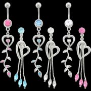 Reverse Open Heart Dangle Navel Rings <b>($0.99 Each)</b>