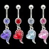 Single Tone Tailing Heart Navel Ring <B>($0.99 Each)</B>