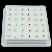 925 Sterling Silver BUTTERFLY w/ GEM Nose Studs w/ Display <b>($0.17 Each)</b>