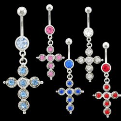 Jeweled Cross Navel Ring <B>($0.99 Each)</b>