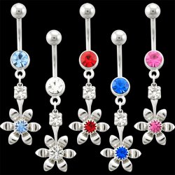 Tiffanys Single-Jewel Flower Navel Rings <B>($0.99 Each)</b>