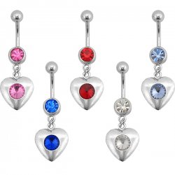 5 Colors Shiny Hearts Navel Rings <B>($0.70 Each)</b>
