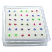 Anodized Sterling Silver Star Nose Studs w/ Display <b>($0.17 Each)</b>