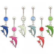 Glittering Dolphins Navel Ring <B>($0.82 Each)</b>
