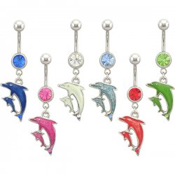 Glittering Dolphins Navel Ring <B>($0.82 Each)</b>