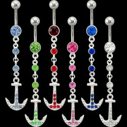 Multi Jeweled Anchor Navel Rings <B>($0.82 Each)</b>