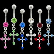 Jeweled Small Cross Navel Rings <B>($0.82 Each)</b>