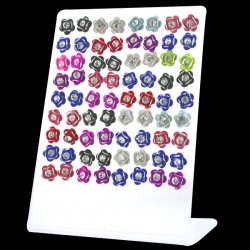 Jeweled Colorful Flower Ear Studs w/ Display <b>($0.51/PAIR)</b>