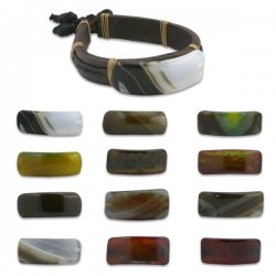 HOT! Genuine Leather Hand Made Bracelets w/ Natural Stones <b>($0.99 Each)</b>