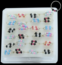 925 Sterling Silver Nose Hoops w/ Beads on Display <b>($0.34 Each)</b>